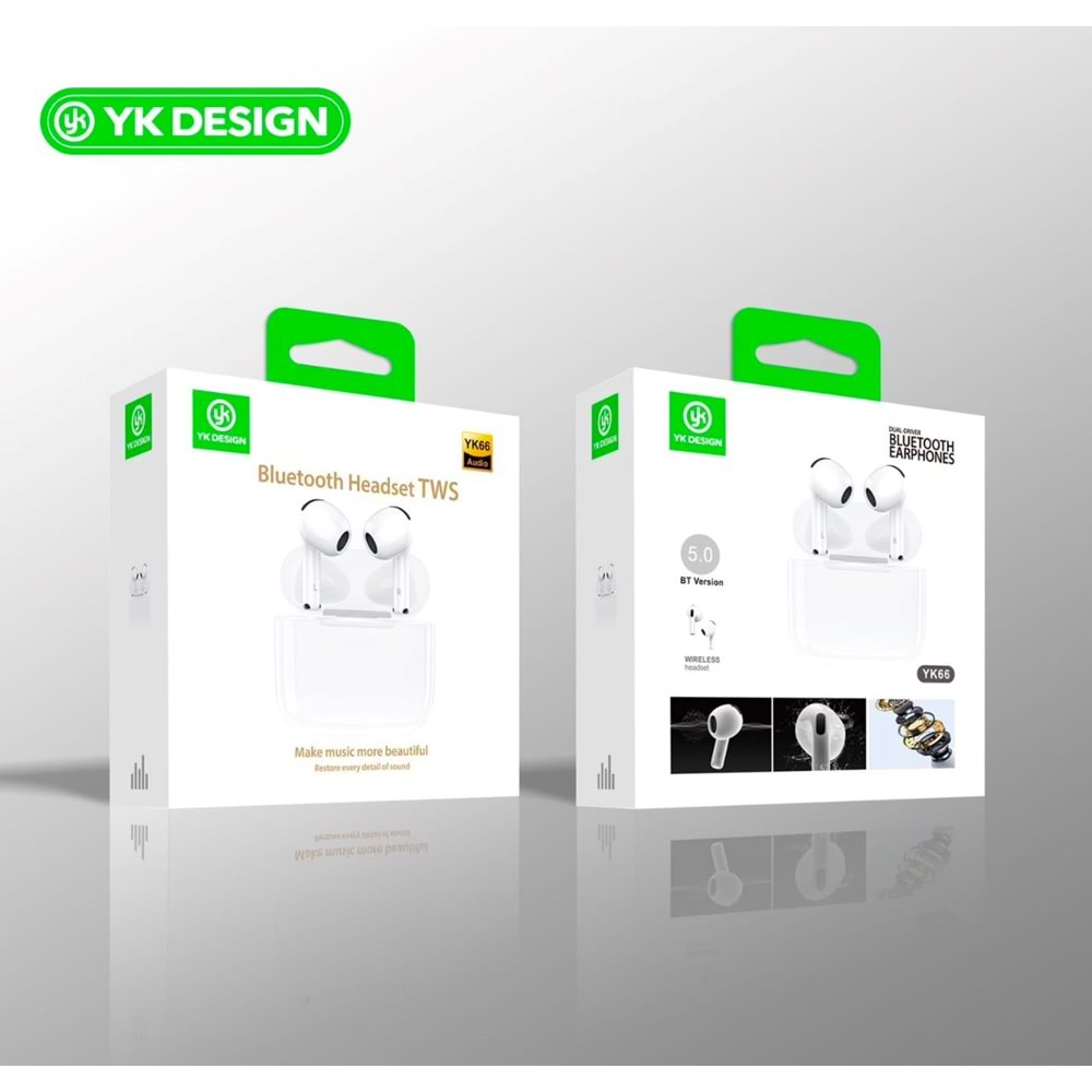 Yk desıgn YK66 Yeni Nesil Beyaz Bluetooth Kulaklık