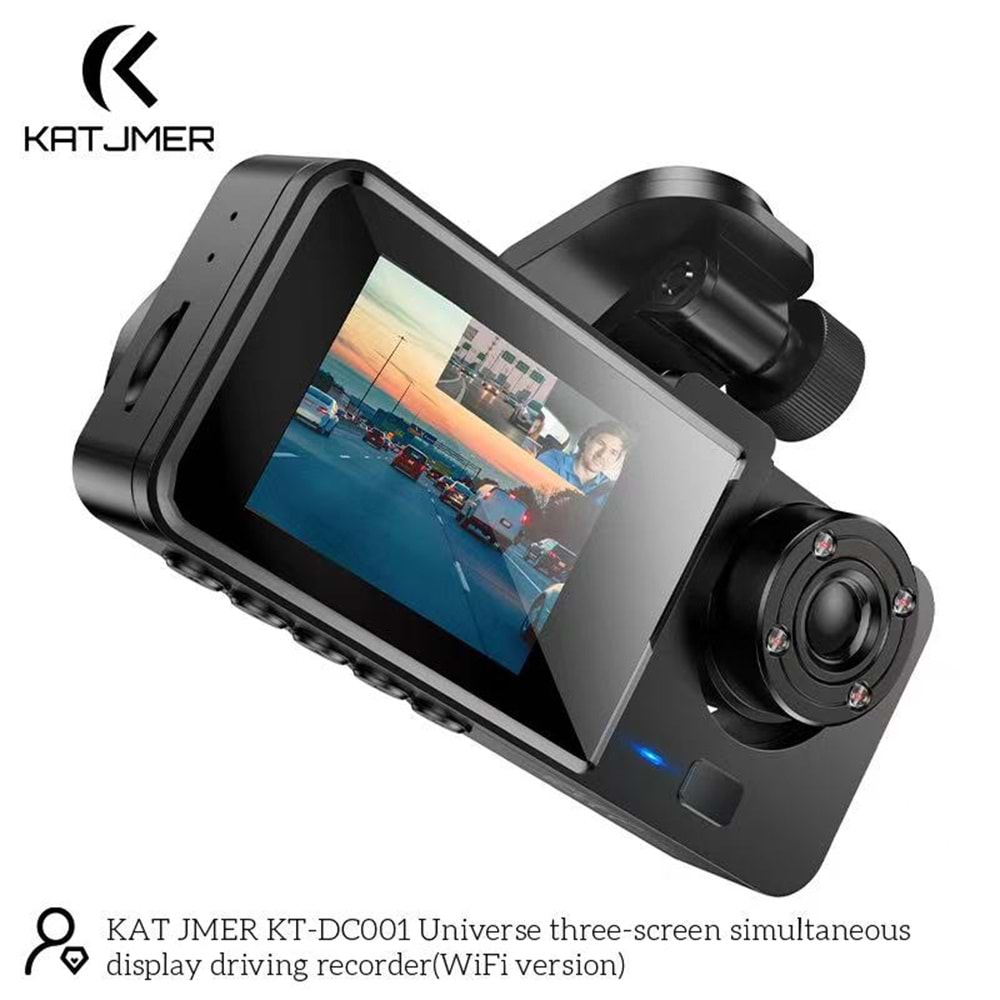 Katjmer KT-DC001 (Wifi) Full Hd 3 Kameralı Araç Içi Güvenlik Kamerası Telefon Uygulaması