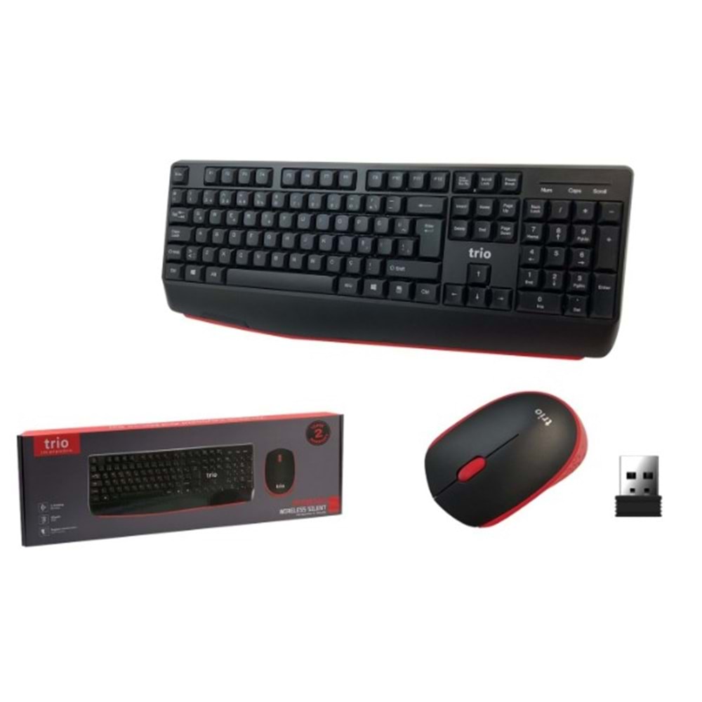 Trio TRK300 2.4ghz Kablosuz Q Klavye Ve Mouse Seti Mavi Siyah