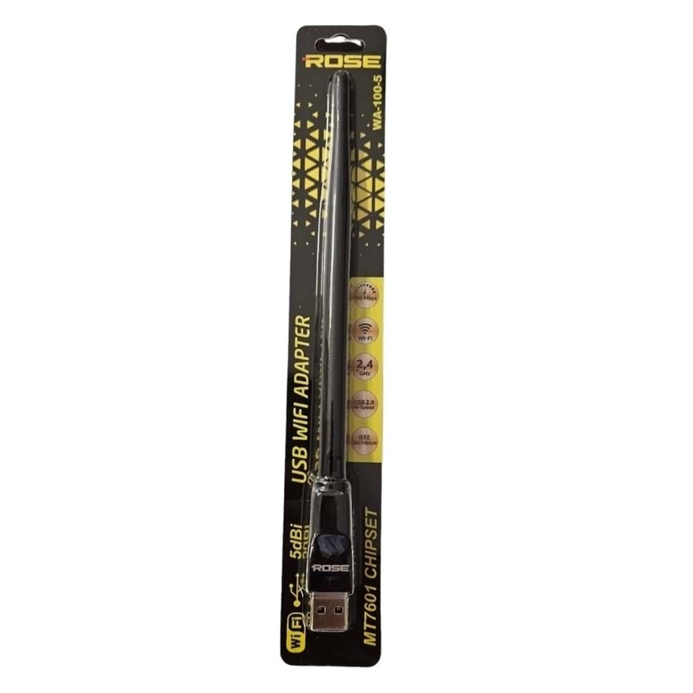 Rose WA-100-5 5DBI Antenli 7601 İşlemcili Wireless Adaptör (Uydular İçin Uygun)