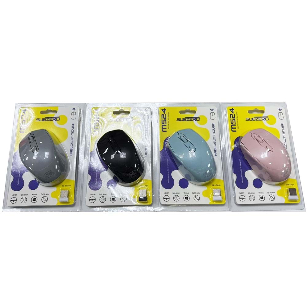 Subzero MS24 1600 Dpı Kablosuz Optik Mouse 4Renk