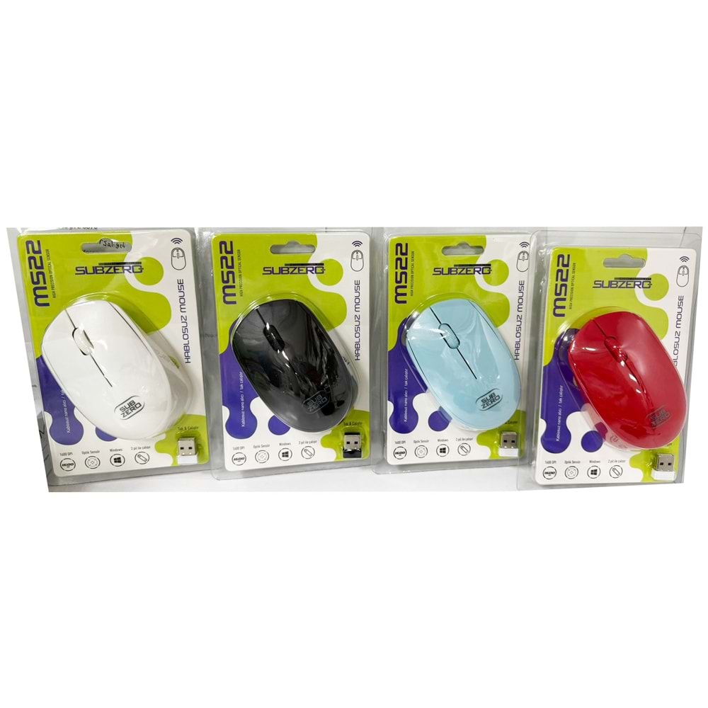 Subzero MS22 1600 Dpı Kablosuz Optik Mouse 4Renk