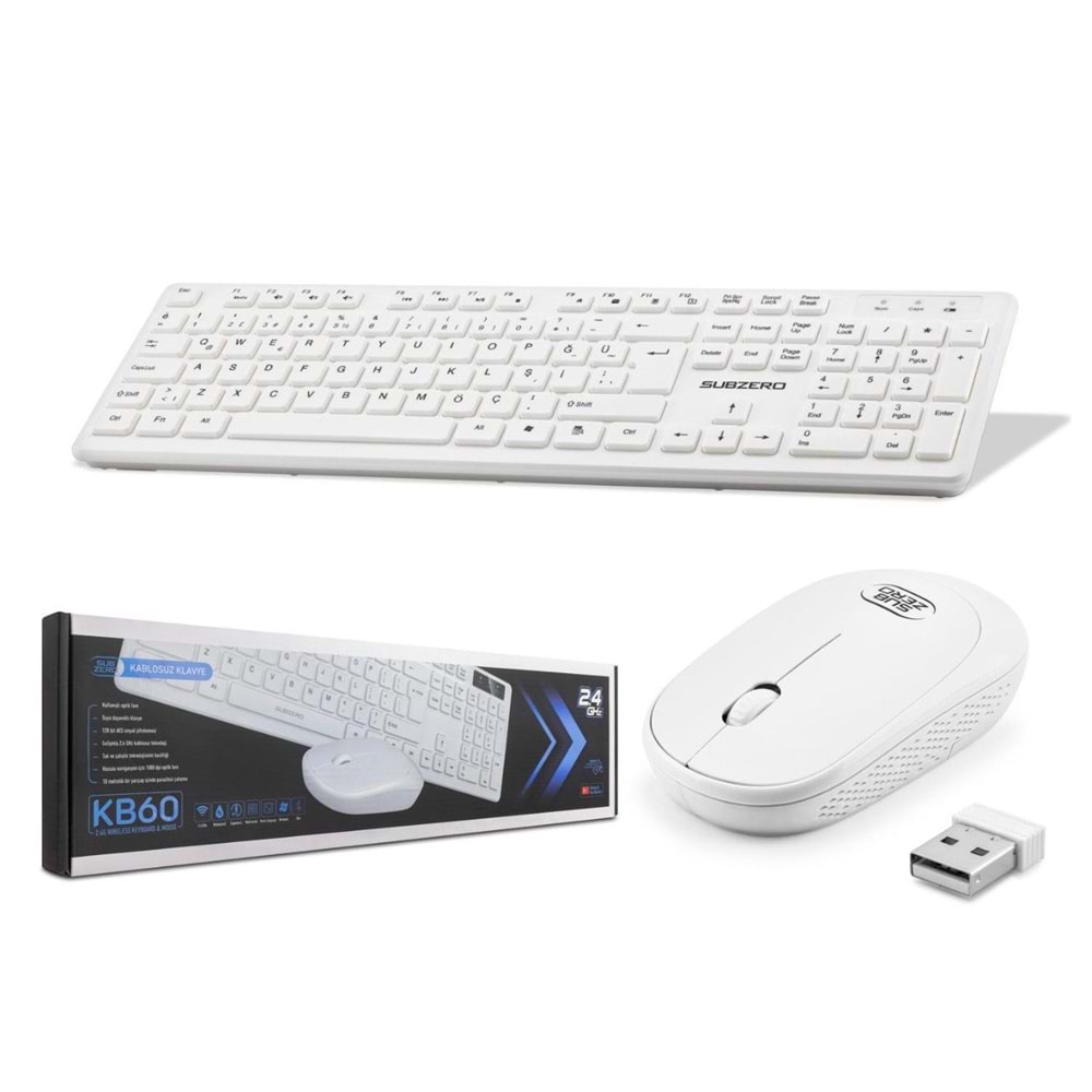 Subzero KB60 2.4ghz Kablosuz Q Klavye Ve Mouse Seti Beyaz
