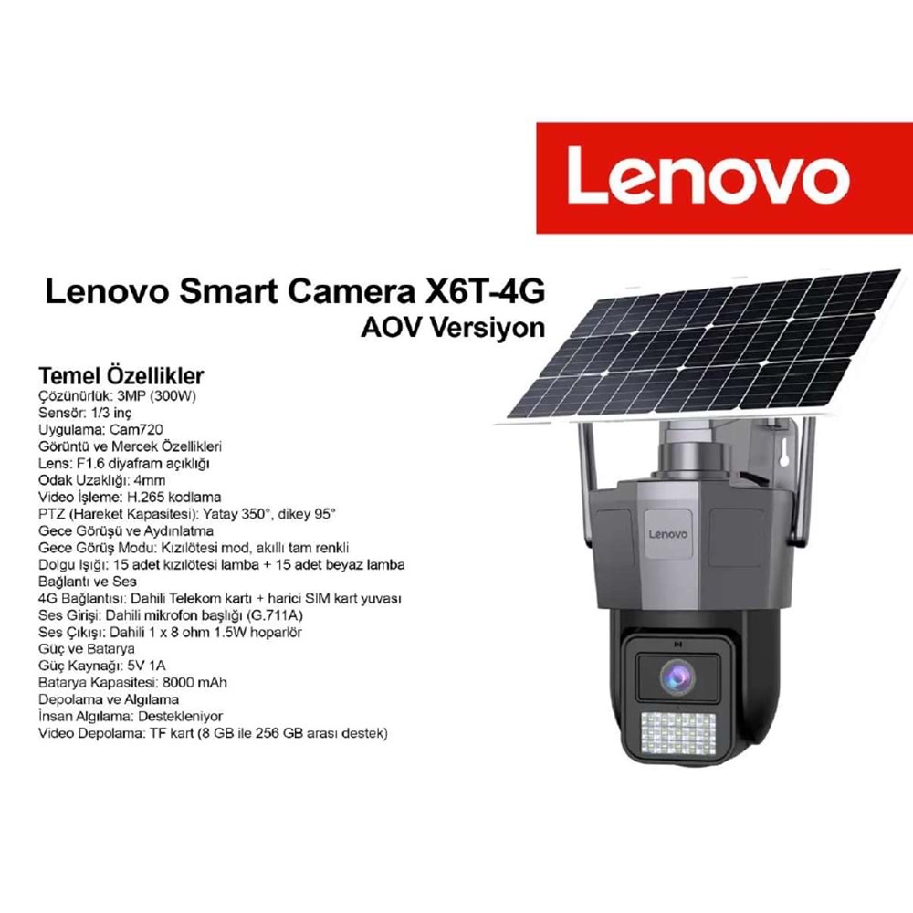 Lenovo G4S4-U (X6T-4G-U) 4K Ultra HD 4G Solar Kamera AOV