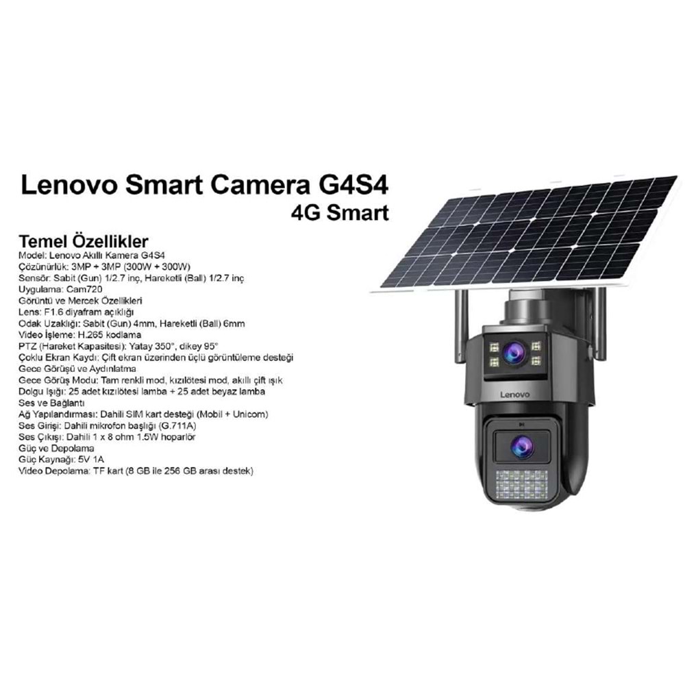 Lenovo G4W11-U (G4S4-U) 2 Lensli 4K Ultra HD 4G Solar Kamera AOV