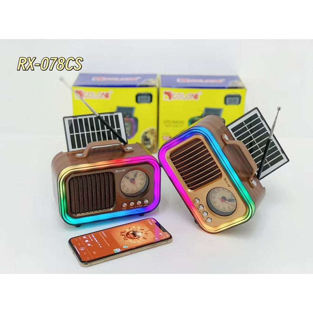 GOLON RX-078CS Bluetooth-USB-SD-FM Şarjlı/ Ledli Nostaljik Radyo