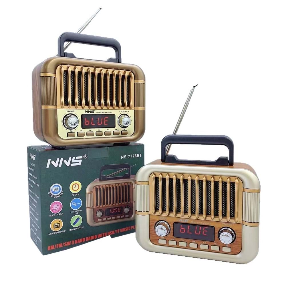 NNS NS-7776BT Usb/Sd Mp3 Çalar Bluetooth Şarjlı Nostaljik Radyo