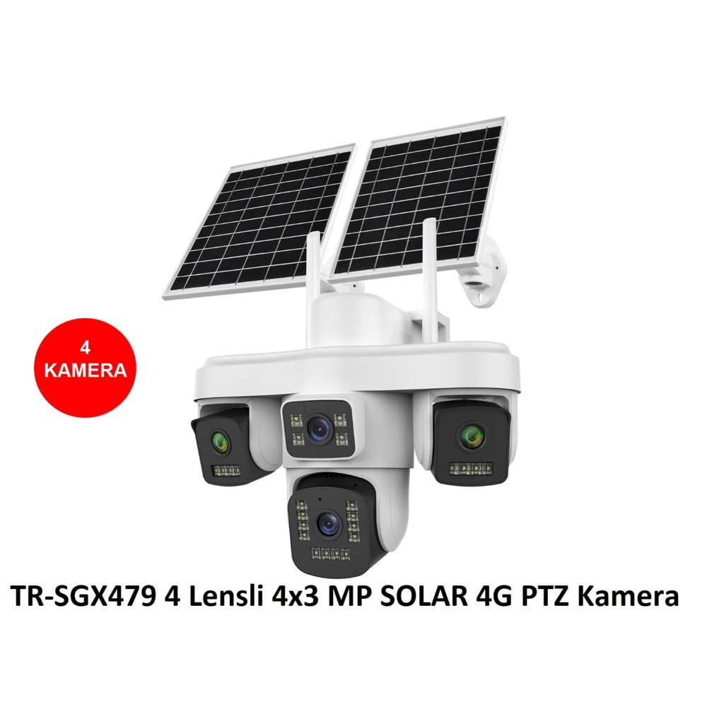 Trio TR-SGX479 (4 Kameralı) 4x3 MP SOLAR 4G PTZ (Sim Kartlı) Kamera(Veesky)