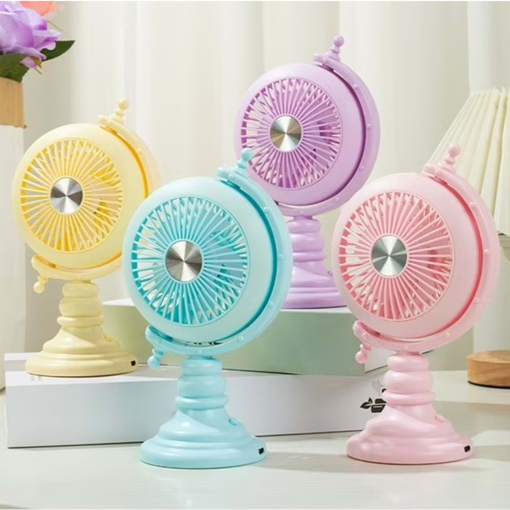 Katjmer KTFN-15 Masaüstü USB Işıklı Şarjlı Fan