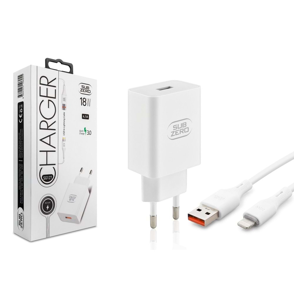 Subzero SG127 18W 4.1A Qualcomm Hızlı Lightning Ev Şarj Aleti