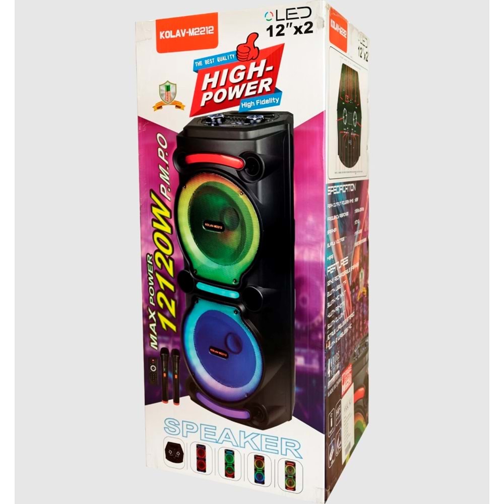 KOLAV M2212 Speaker Kablosuz Mikrofonlu Bluetooth/Usb/Sd Müzik Kutusu