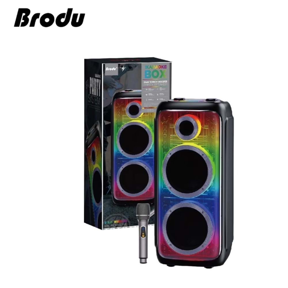 Brodu BTS-2370 RGB Bluetooth/Usb/Sd/Fm Müzik Kutusu Kablosuz Mikrofonlu