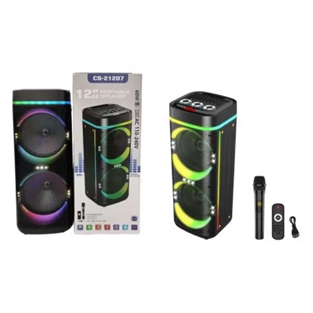 Platoon PL-4695 Usb/Sd/BT Kablosuz Mikrofonlu Kumandalı Rgb Işıklı Müzik Kutusu 24inç