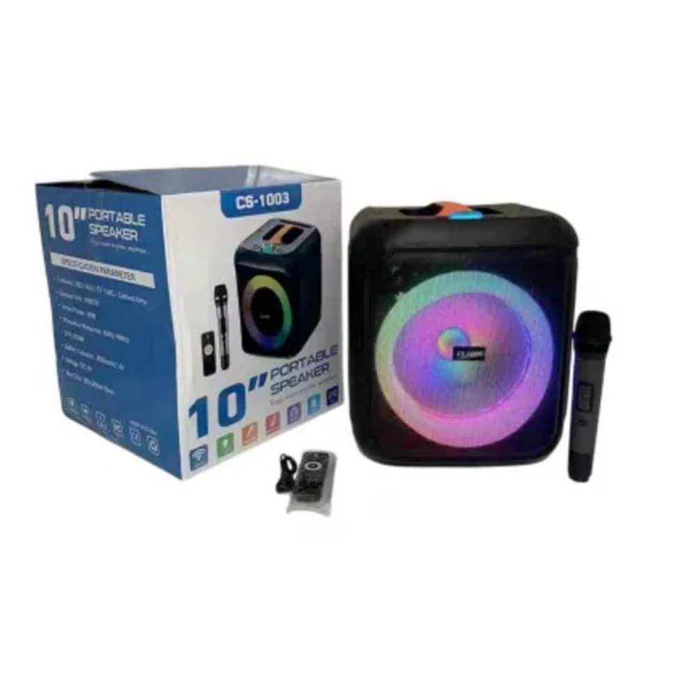 Platoon PL-4696 Usb/Sd/BT Kablosuz Mikrofonlu Kumandalı Rgb Işıklı Müzik Kutusu 10inç