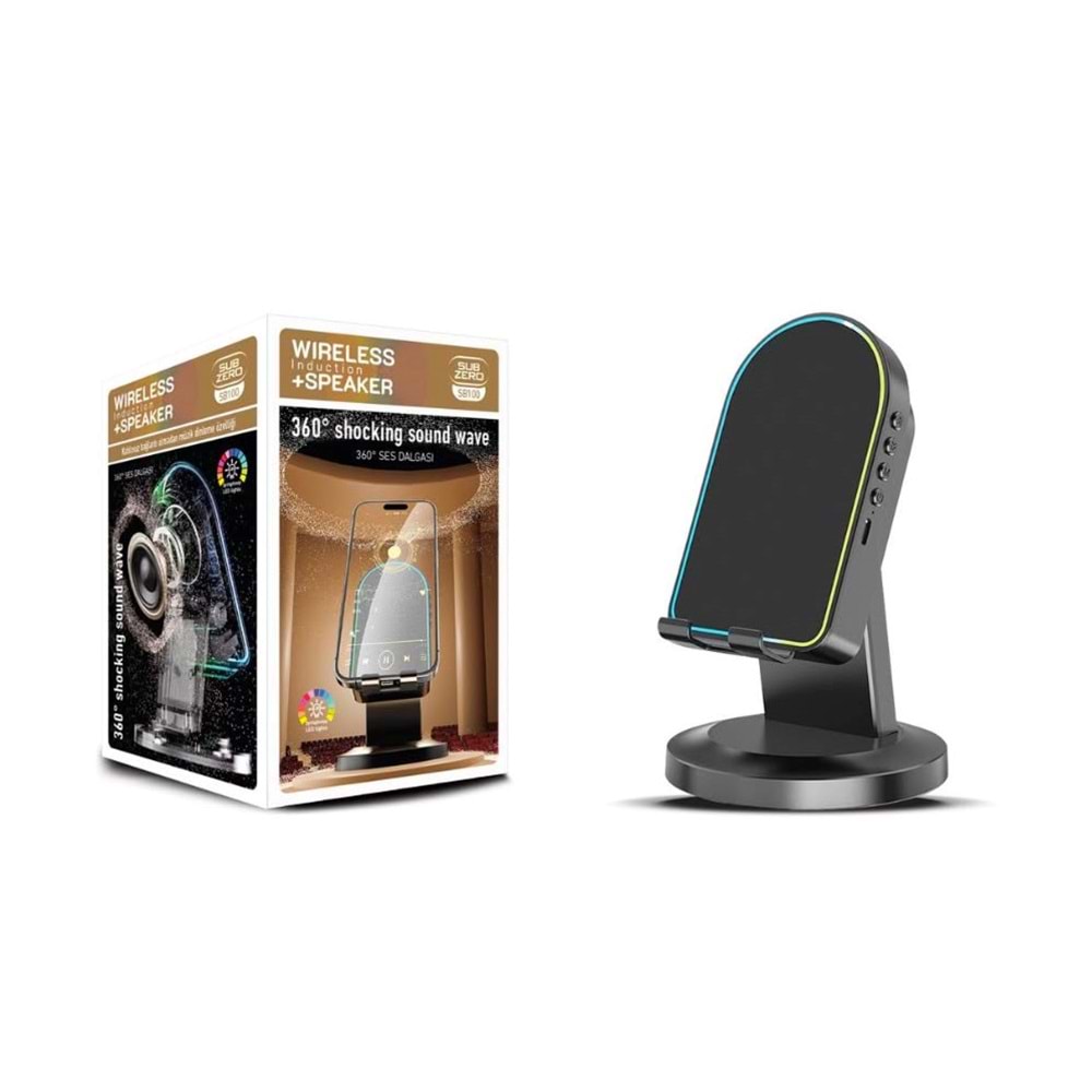 Subzero SB100 kablosuz Bağlantılı Telefon Tutucu Ve Speaker 360° Ses Dalgası - Led Light 360° Dönebilen Telefon Tutucu