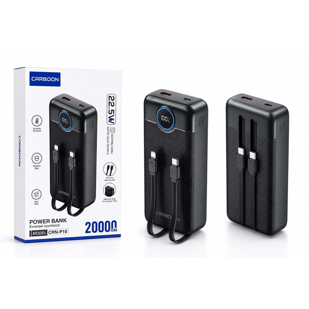 Carboon CRN-P10 20.000 Mah 22.5W Kendinden kablolu powerbank