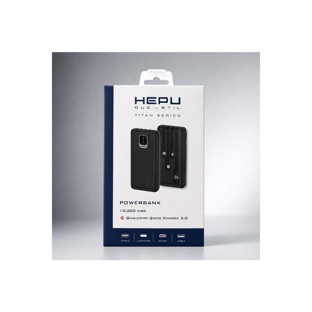 HEPU HP-TP01S Titan Series Powerbank 10.000 mAh Dahili Çoklu Kablolu