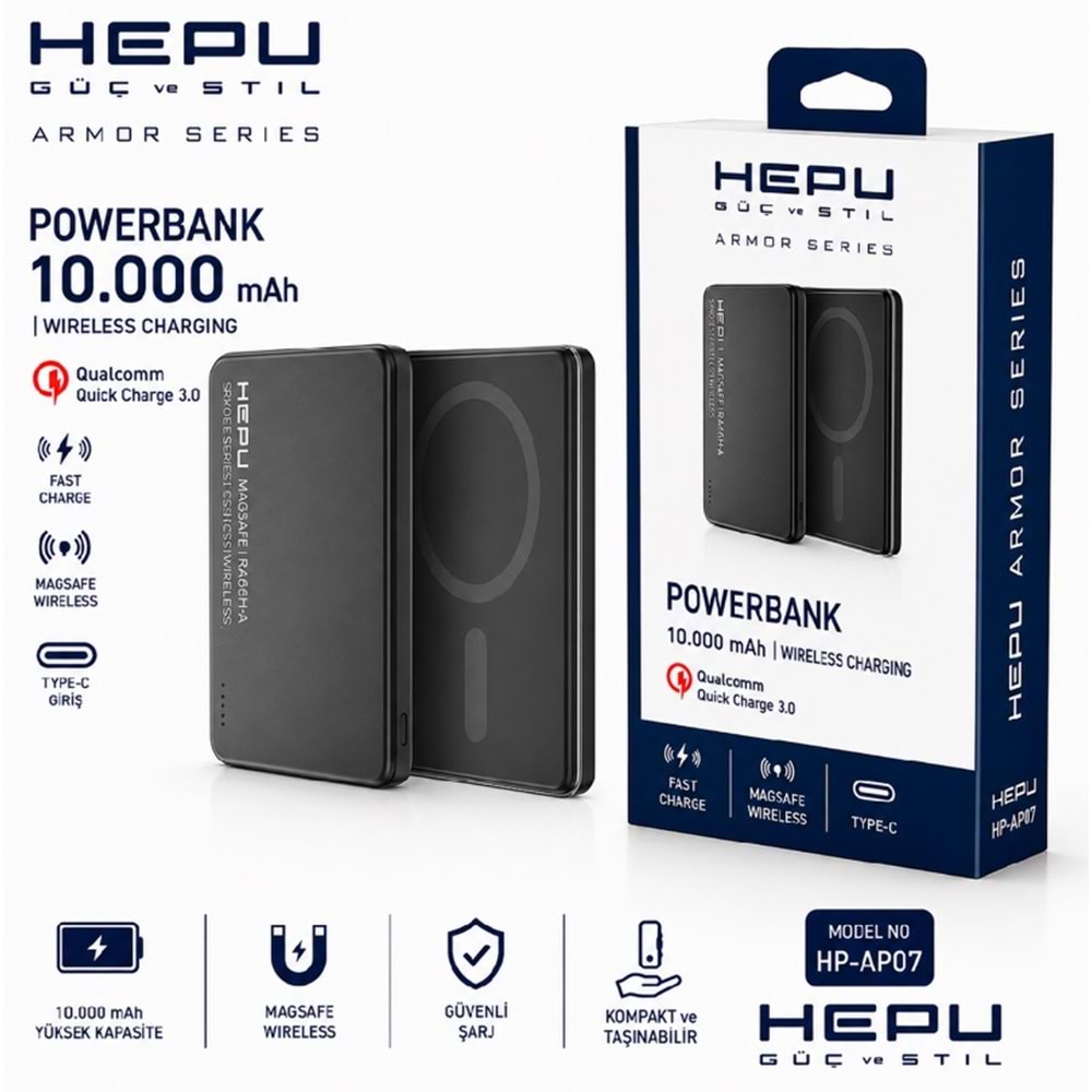 HEPU HP-AP07 Armor MagSafe Powerbank 10.000 mah Hızlı Şarj Destekli