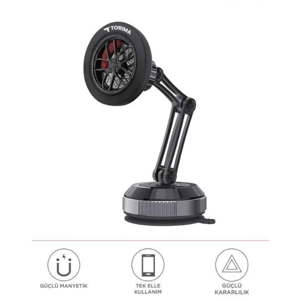 Torima JX-060 Siyah Sarsılmaz Manyetik 360 Derece Ayarlanabilir Araç İçi Telefon Tutucu