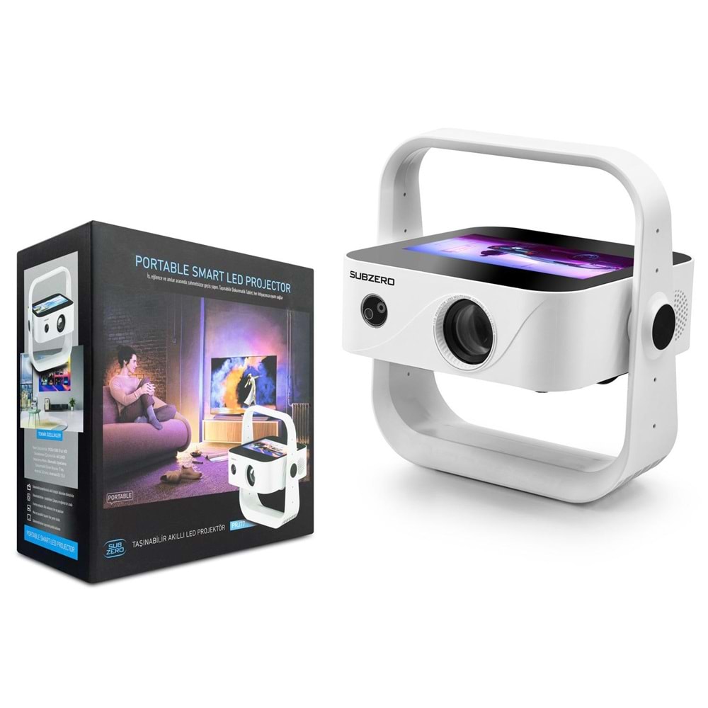 Subzero PRJ77 7inç Ekran 4K Ultra HD Otomatik Odaklama Hıfı stereo Hoparlör Projeksiyon