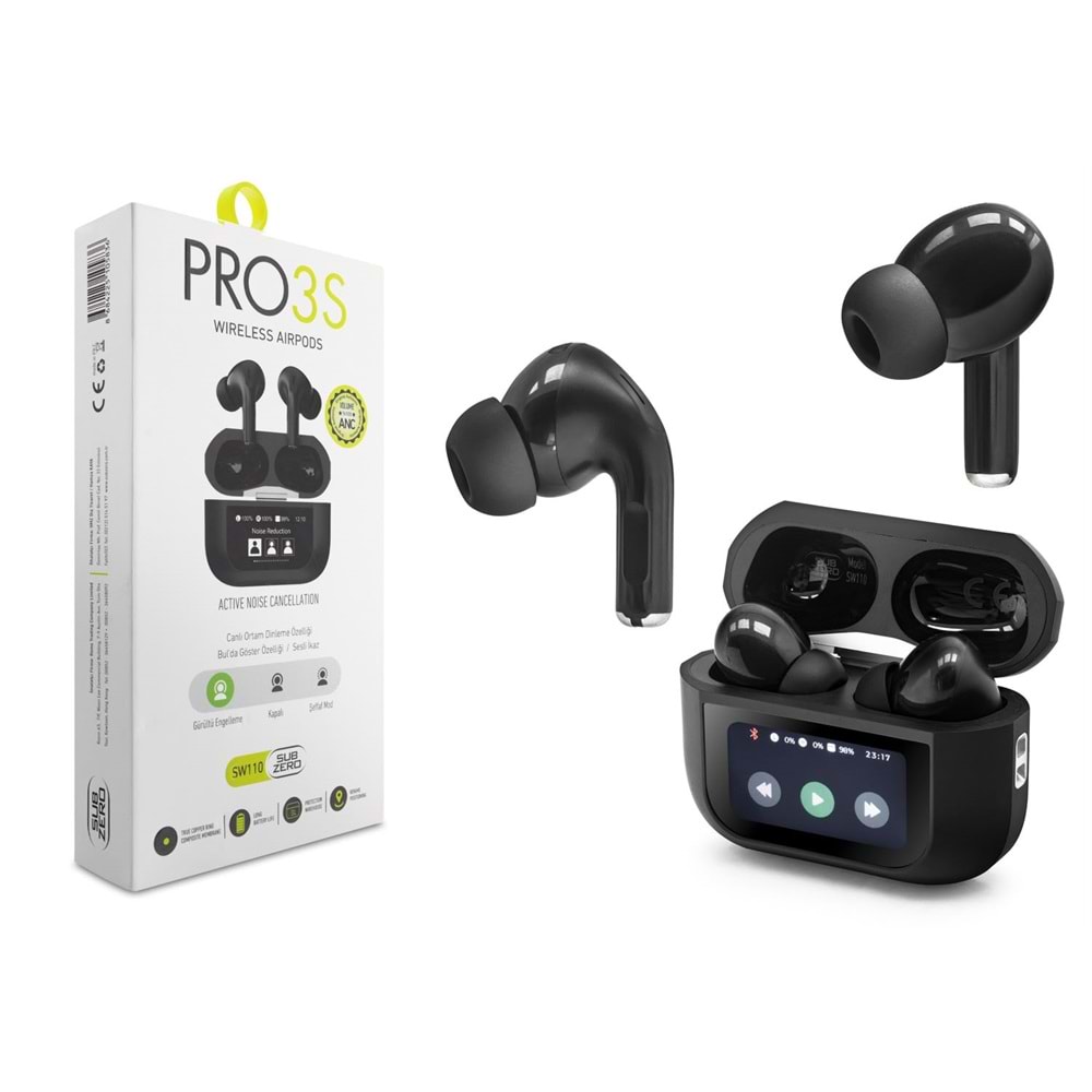 Subzero PRO3S SW110 ANC Dijital Ekranlı Bluetooth Kulaklık