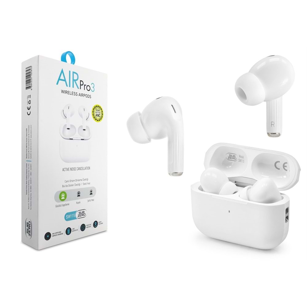 Subzero SW115 AIRPRO3 Beyaz Bluetooth Kulaklık
