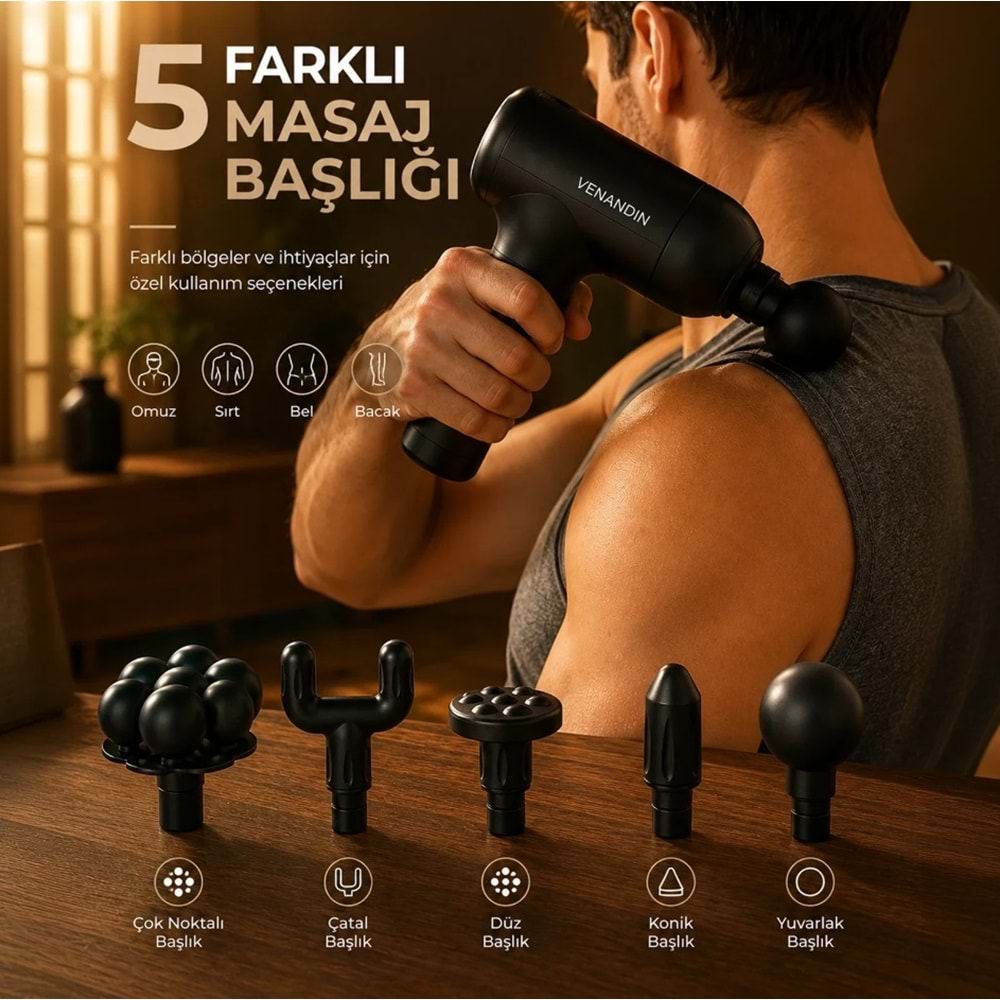 Venandin MD-9901 Flexi 5 Başlıklı Masaj Aleti