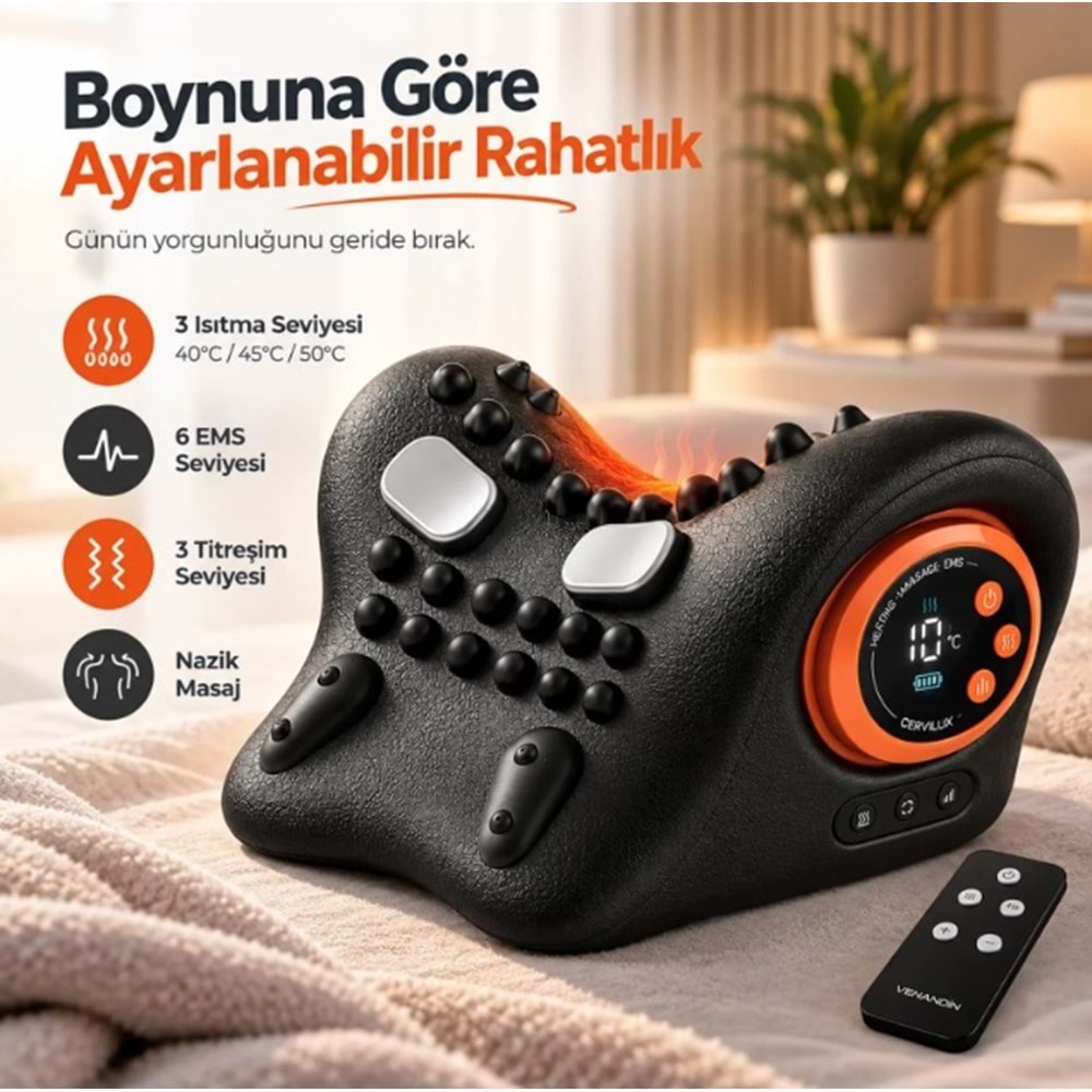 Venandin 8808 Cervilux Isıtmalı Masajlı Boyun Destek Yastığı
