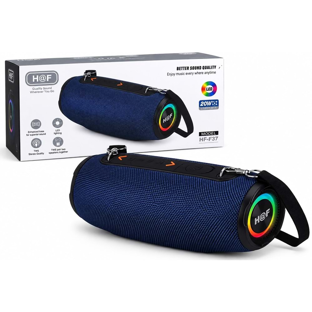 HF-F37 Süper Bas Taşınabilir Kumaş Kaplı Woofer Bluetooth Hoparlör