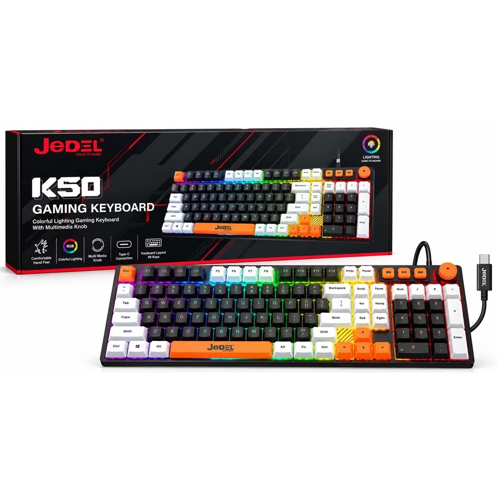 Jedel K50 Type-C Kablolu Anahtarlık Hediyeli RGB Gaming Kulaklık