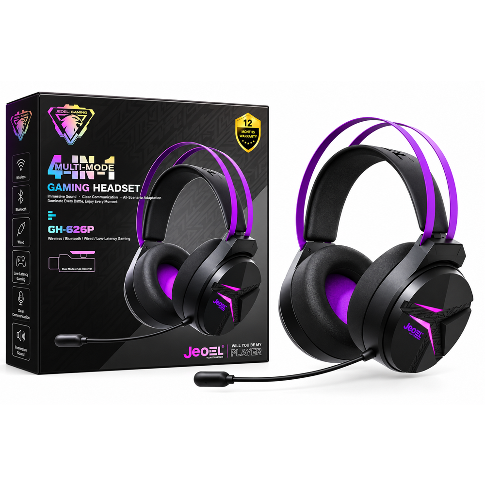 Jedel GH-626P 4Modlu (Kablolu/Type-C/BT/ Kablosuz Gamin Kulaklık