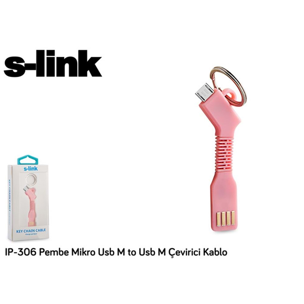 S-link IP-306 Pembe Mikro Usb M to Usb M Çevirici Kablo