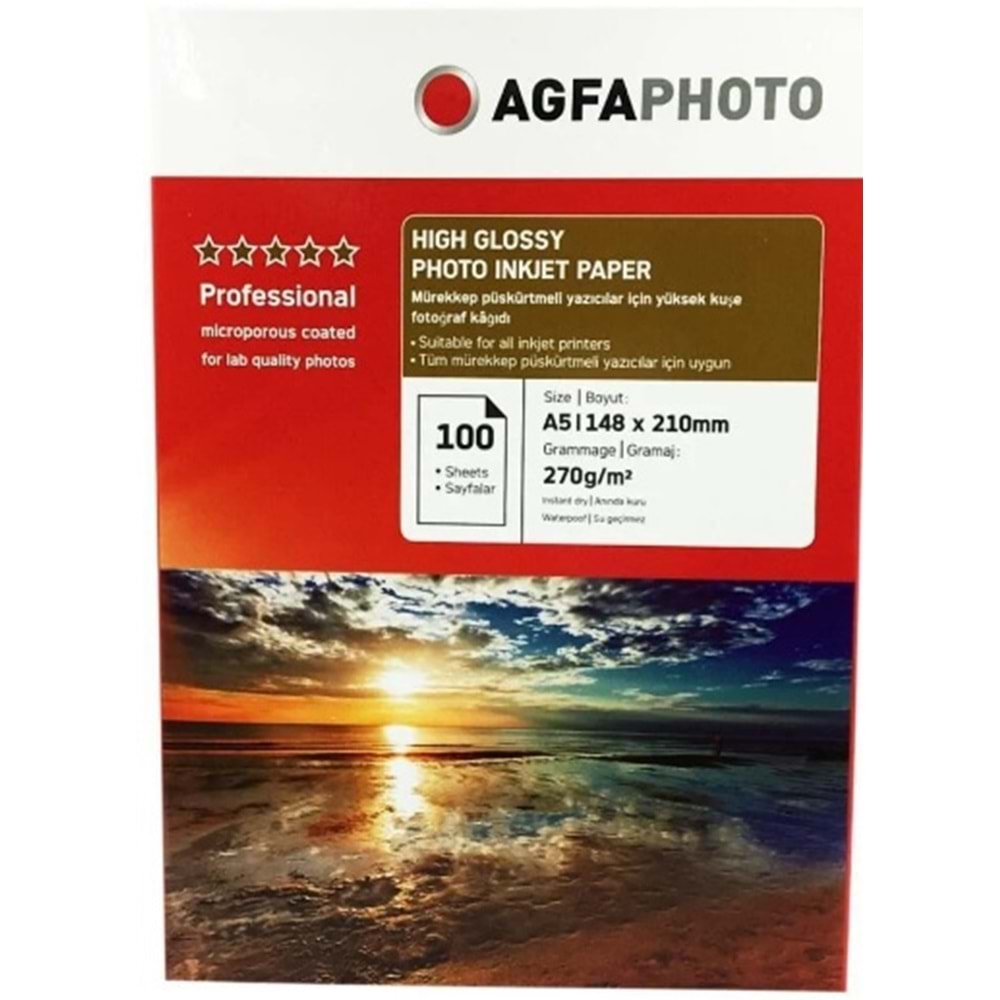 Agfa 15x21 270 Gr 100'lü High Gloss (Parlak) Fotoğraf Kağıdı