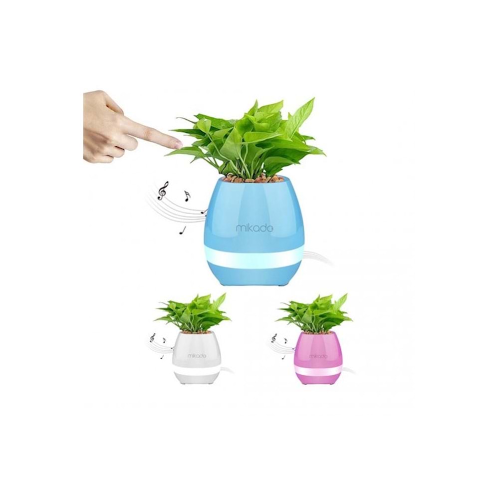Mikado MD-P15BT TF Kart Destekli Çiçek Saksı Akıllı Dokun Bluetooth Speaker - Mavi
