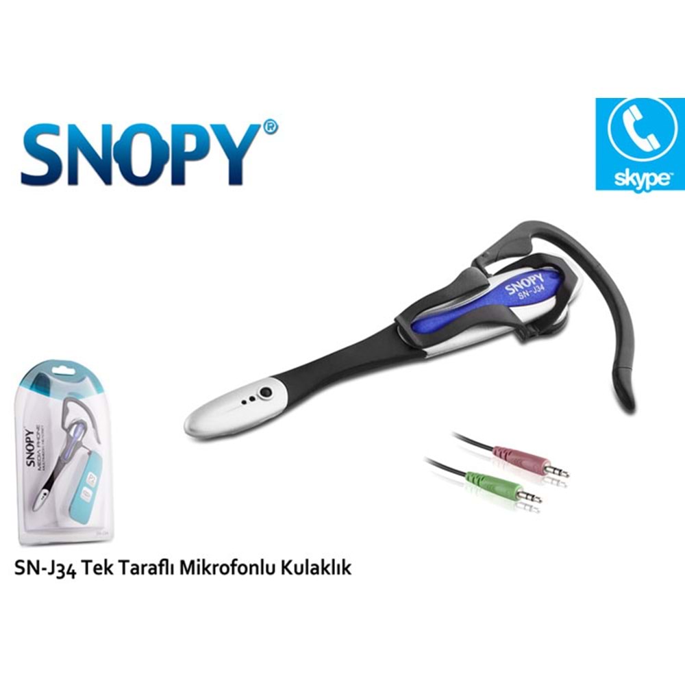 Snopy SN-J34 Tek Taraflı Mikrofonlu Kulaklık