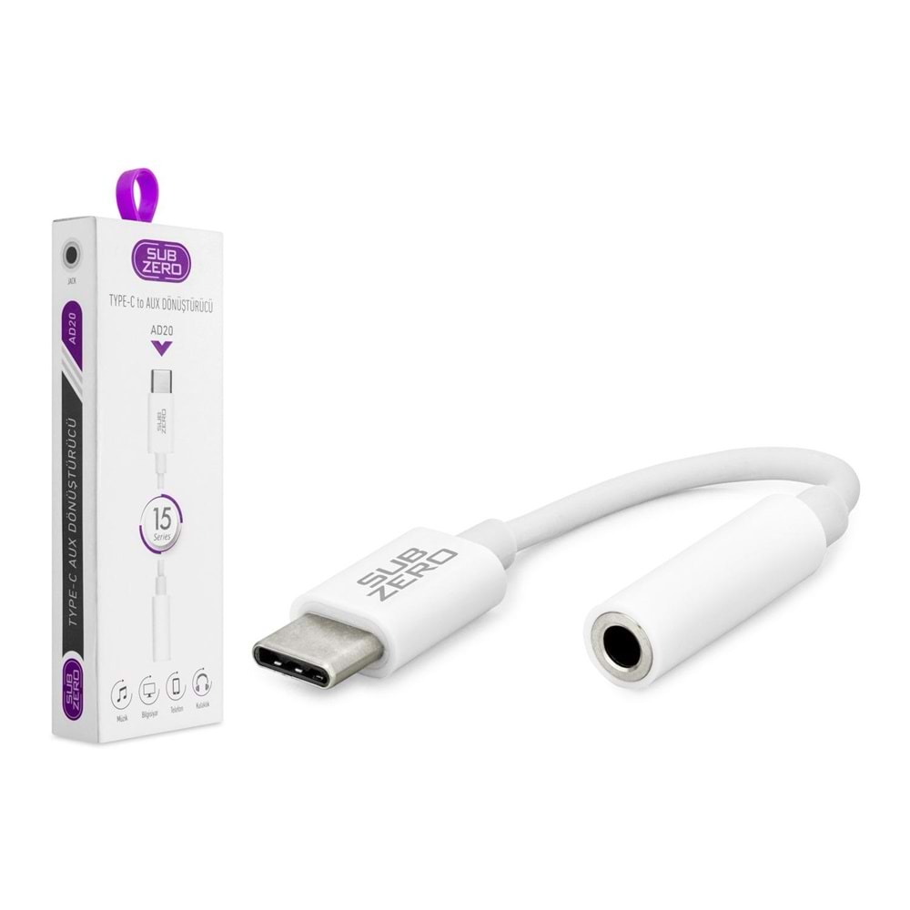 Subzero AD20 Type-c To Aux Kulaklık dönüştürücü Tak Çalıştır İ15 Uyumlu