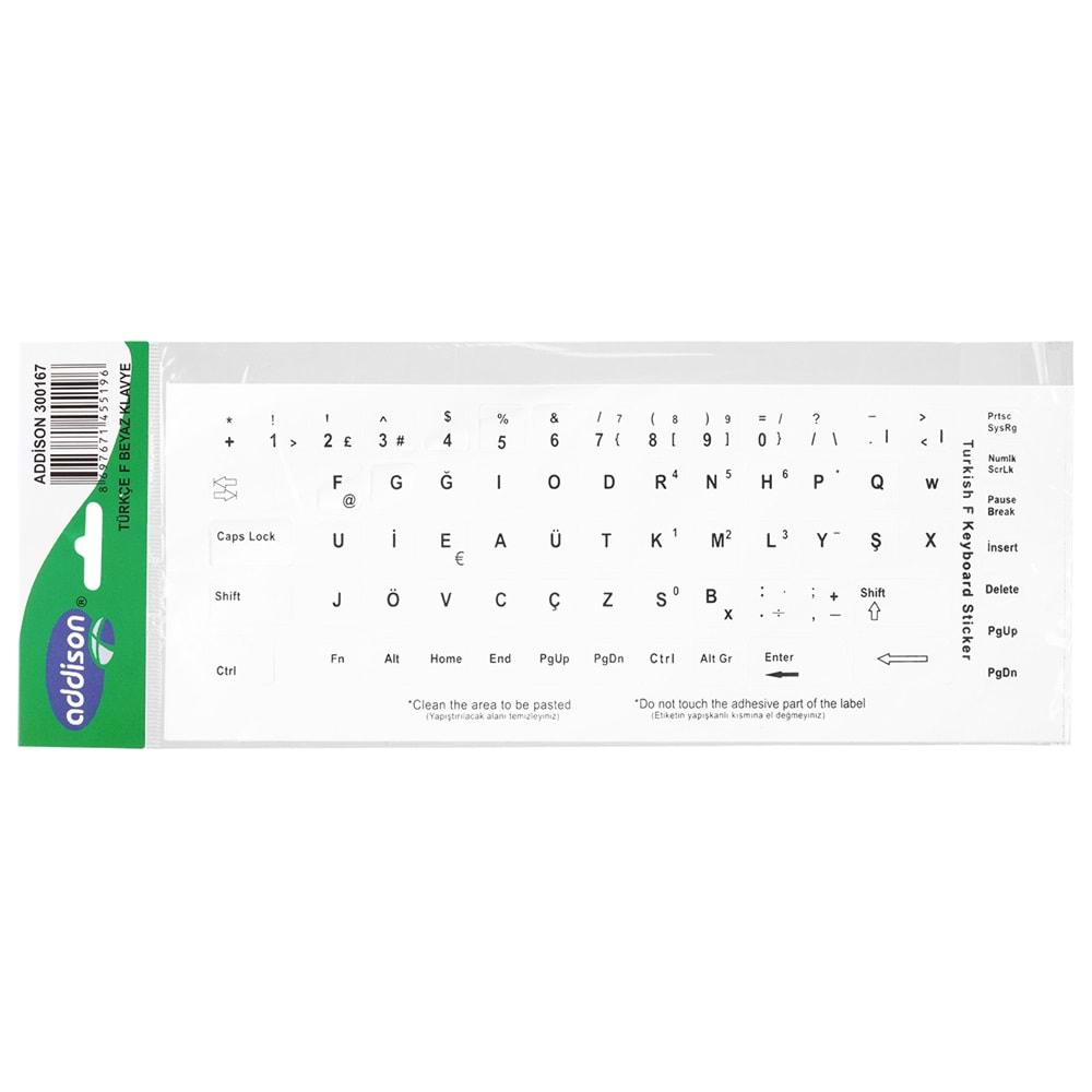 Addison 300167 Türkçe Q Gri Klavye Stiker