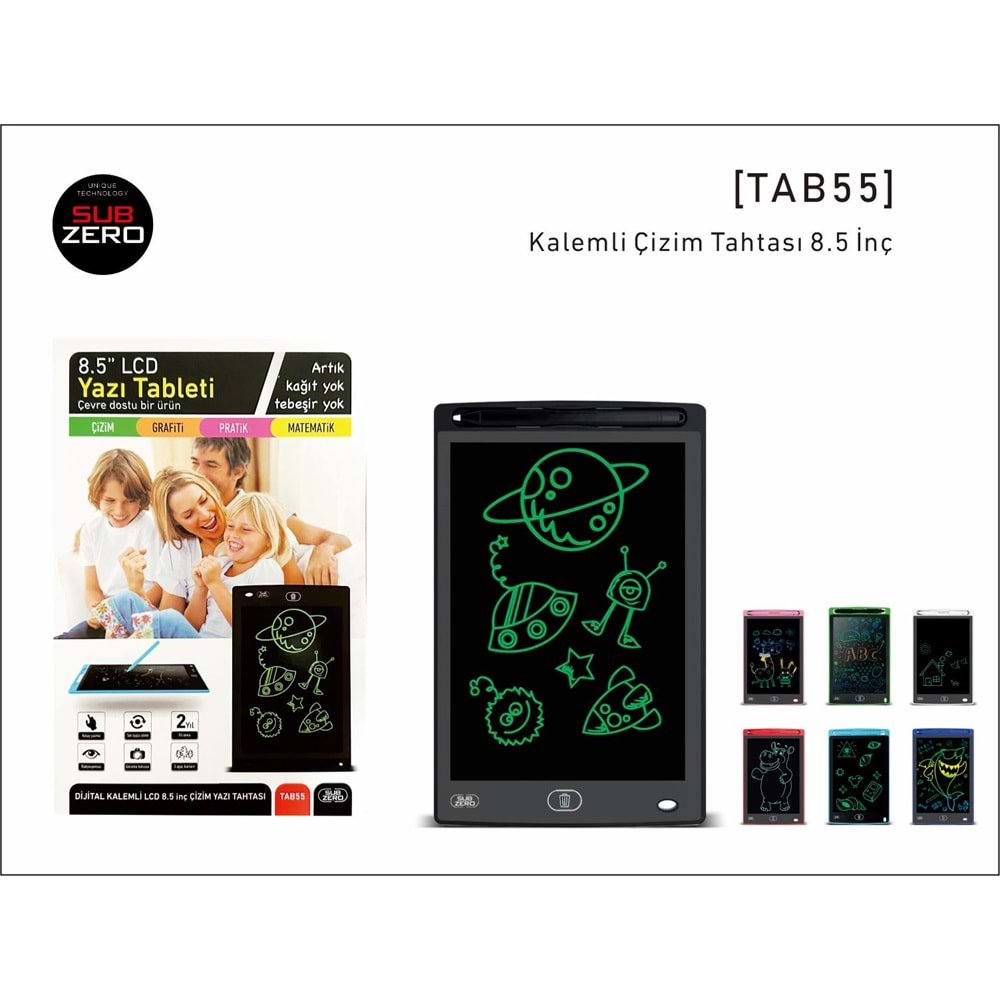 Subzero TAB55 8.5 inc Dijital Kalemli Grafik Eğitim Not Yazma Lcd Çizim Tablet Yazı Tahtası