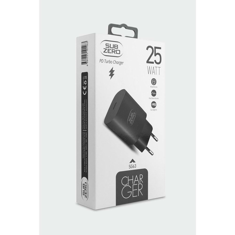 Subzero SG63 25W PD (Turbo) Type-C Girişli Ev Şarj Başlığı