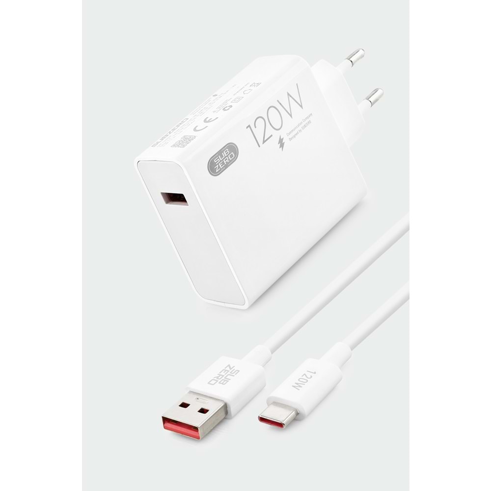 Subzero SG38 120W Gan Type-C Kablolu Turbo Ev Tipi Şarj Aleti Salise Gösterir