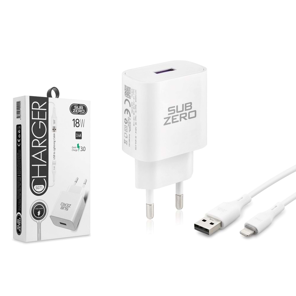 Subzero SG71 18W 3.4A Qualcomm Hızlı İphone Ev Şarj Aleti