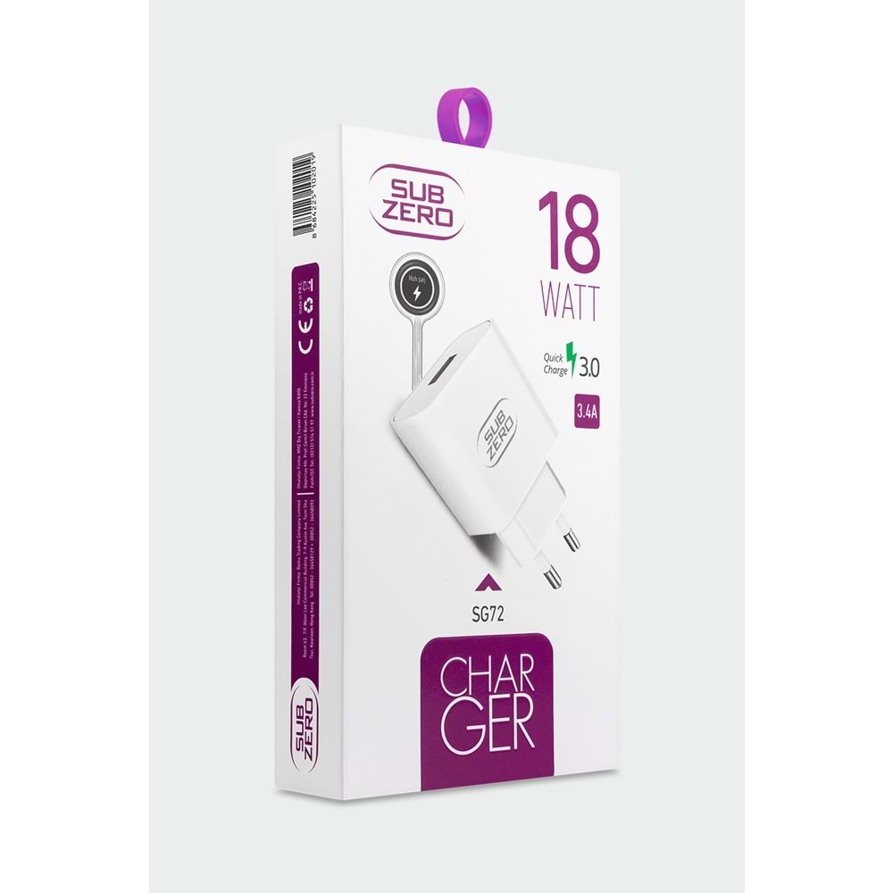 Subzero SG72 18W 3.4A Turbo Hızlı Şarj Başlığı