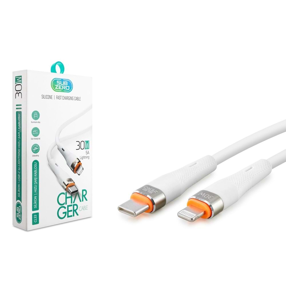 Subzero CL33 30W 5A PD Type-c To Lightning Silikon Kablo