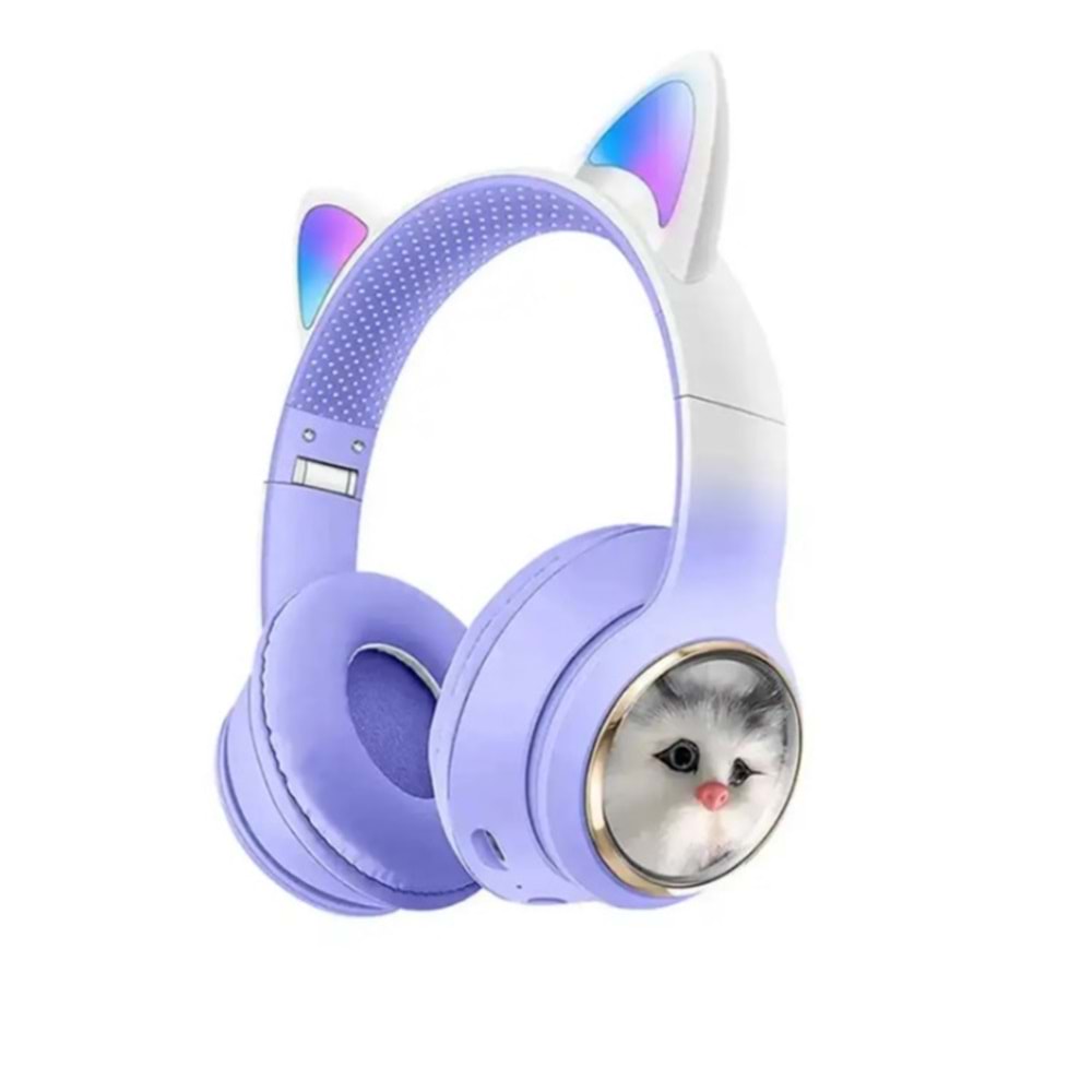 Subzero SW90 Bluetooth Renkli Kedi Kulaklık (mavi-mor)