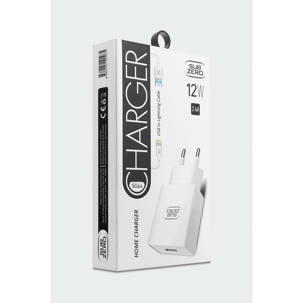Subzero SG64 12W 2.4A Ligtning Ev Şarj Aleti