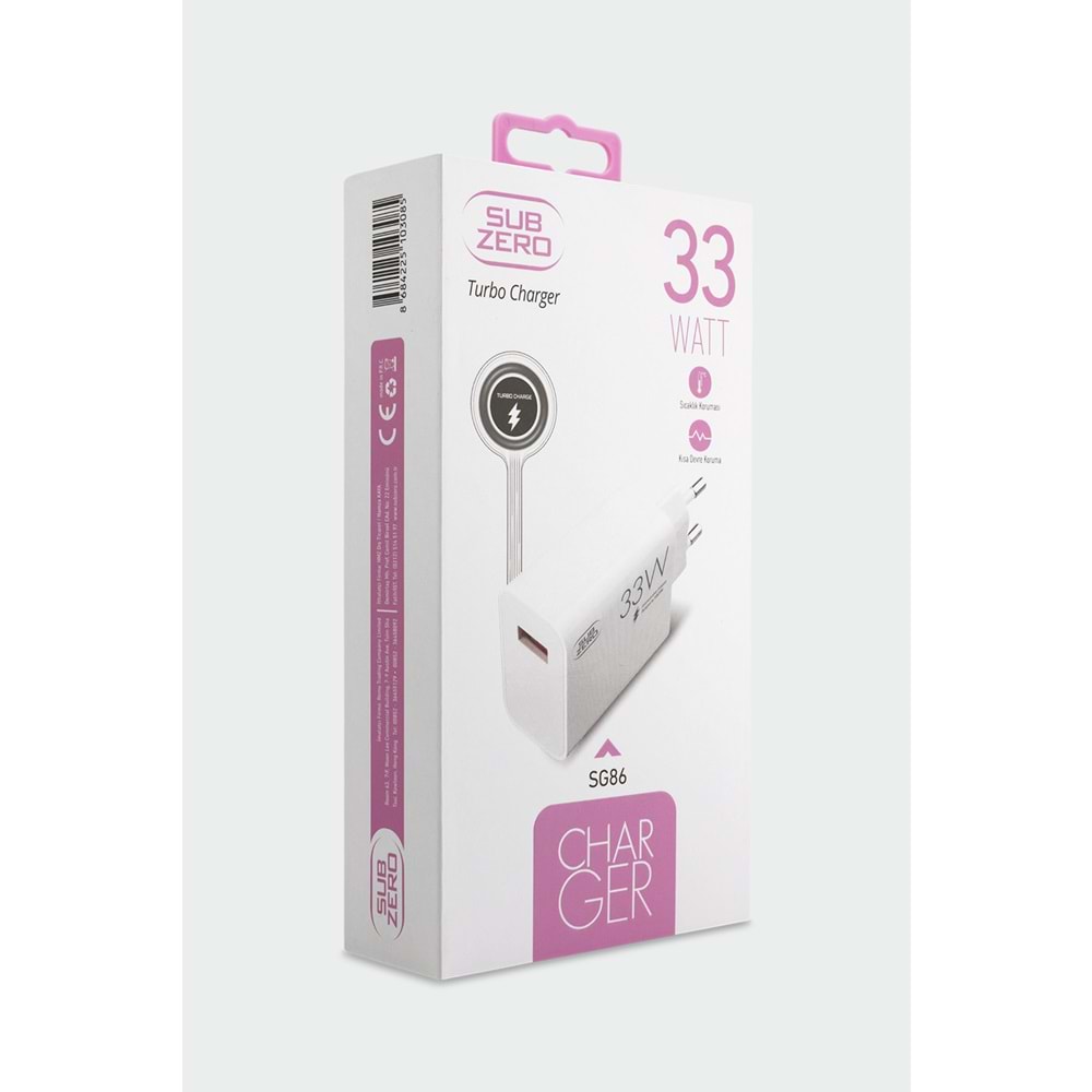 Subzero SG86 33W Turbo Fast Şarj Başlığı