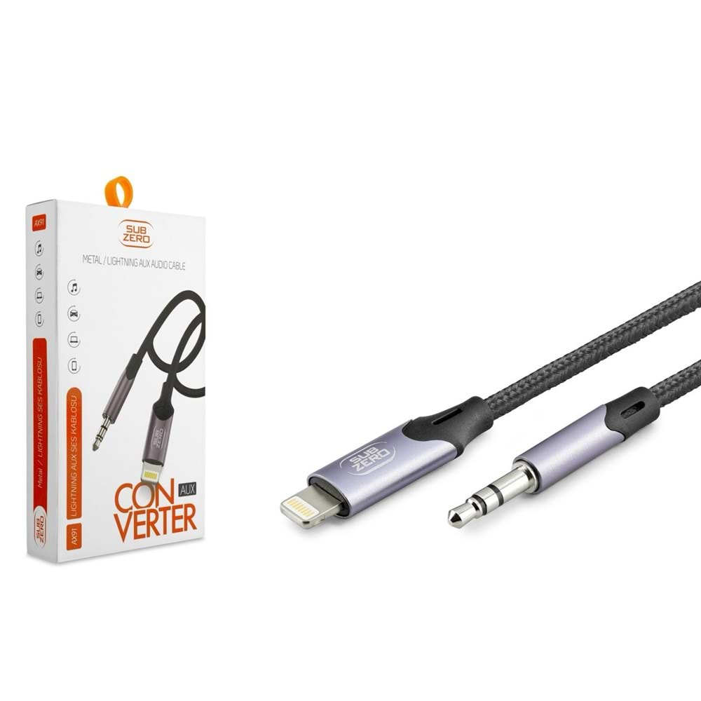 Subzero AX91 Lightning to 3.5 Mm Metal Hasır Aux Kablo