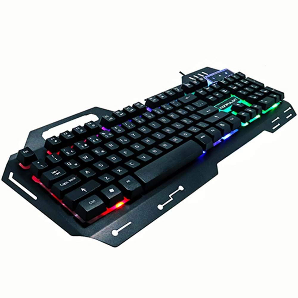 Konfulon V1 RGB Işıklı Metal Yüzey Türkçe Q Kablolu Gaming Klavye