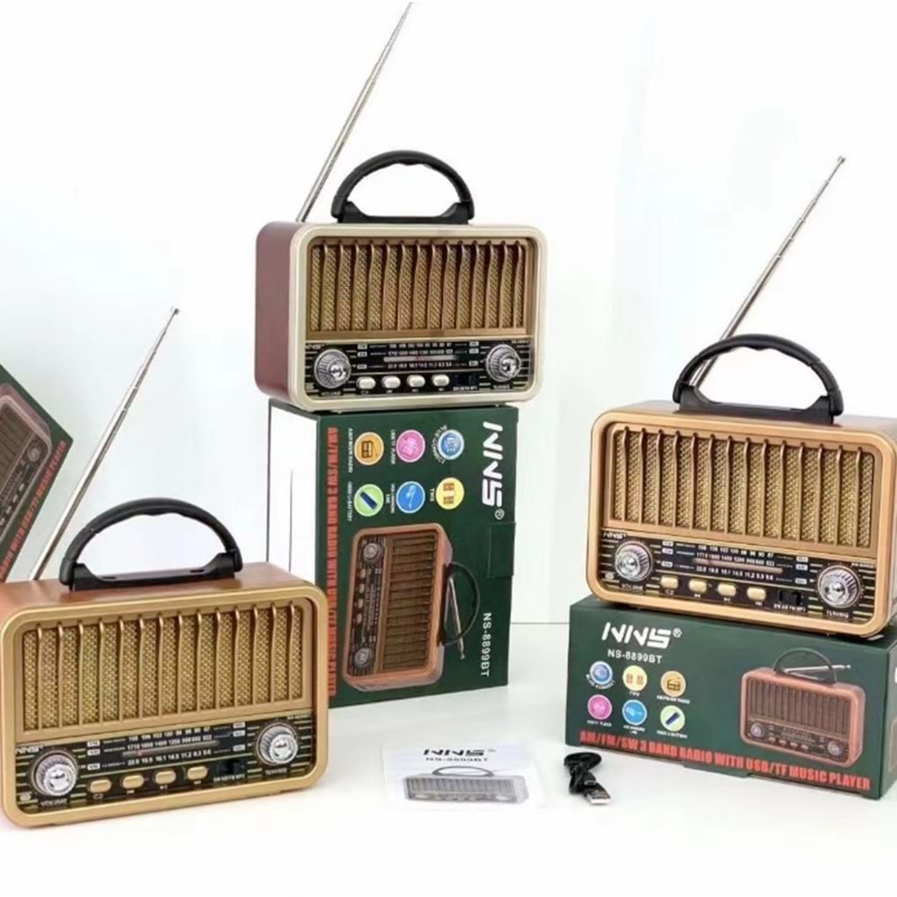 NNS NS-8899BT Usb/Sd Mp3 Çalar Bluetooth Şarjlı Nostaljik Radyo