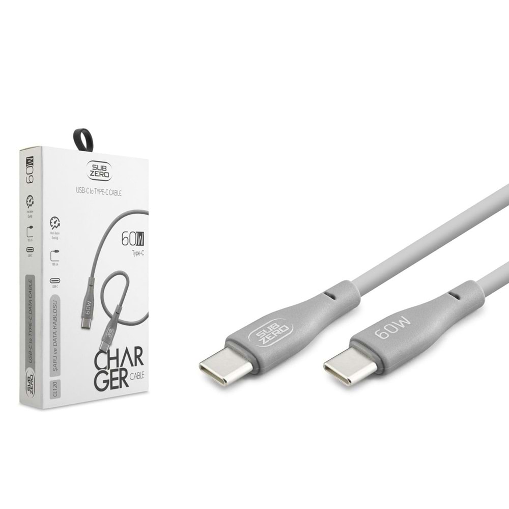 Subzero CL120 60W PD Type-C Type-C Hızlı Şarj Data Kablosu